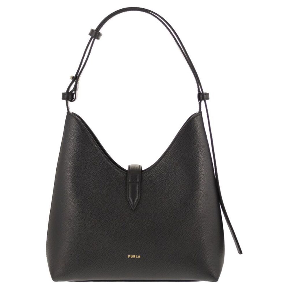 Furla Black Leather Shoulder Bag with Gold Accent - Picture 2 of 11